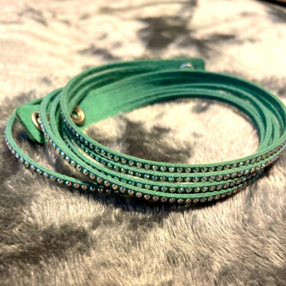 Swarovski wrap bracelet. Light green